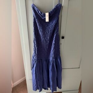 Anthropologie Strapless Blue Dress